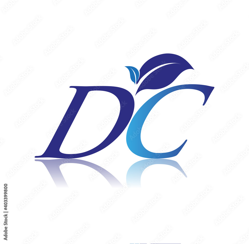 Initial Letter DC With Leaf Logo, colored blue nature and environment ...