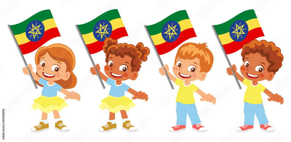 Ethiopia flag in hand set