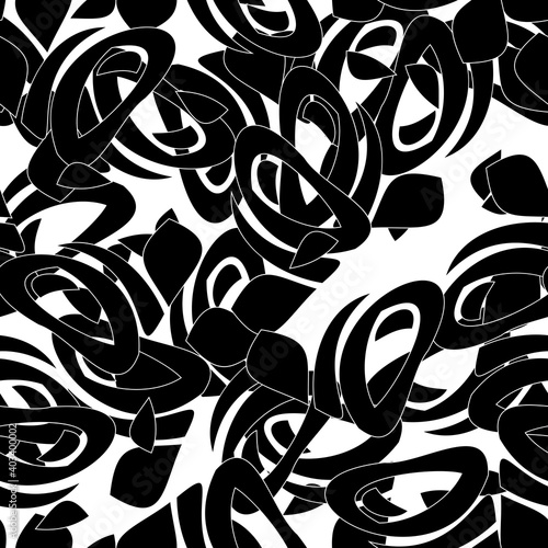 Seamless monochrome pattern of abstract elements. Чёрно белый гранж фон