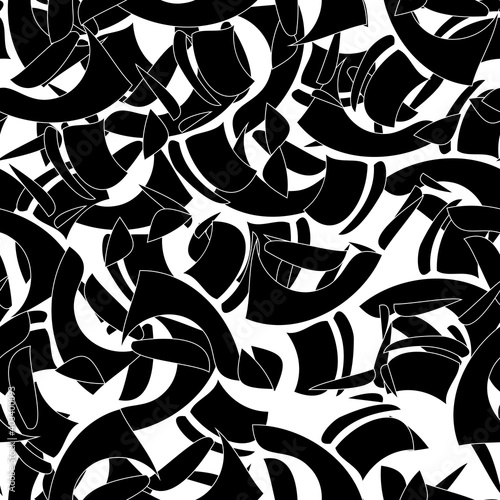 Seamless monochrome pattern of abstract elements. Чёрно белый гранж фон