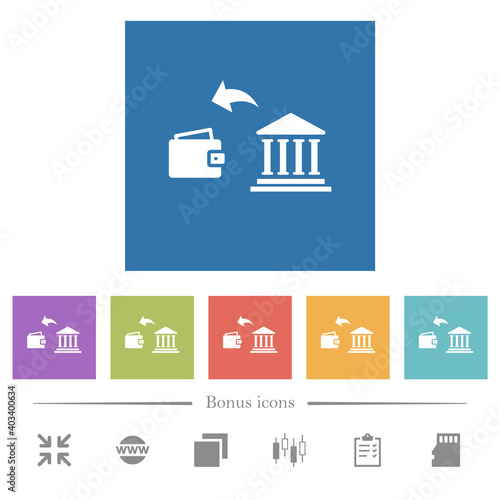 Wallpaper Mural Money withdrawal from bank flat white icons in square backgrounds Torontodigital.ca