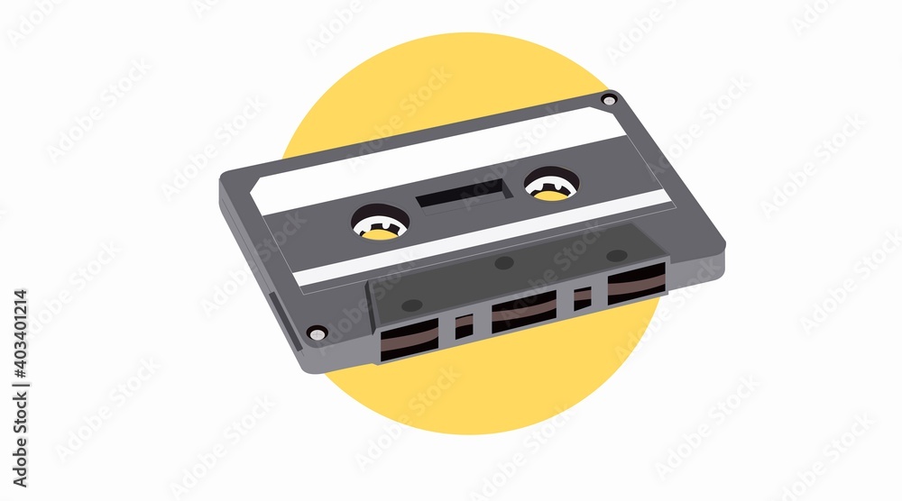 Obraz premium Vector Isolated Illustration of a Tape Cassette. Cassette Flat Icon