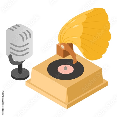 Retro music icon. Isometric illustration of retro music vector icon for web