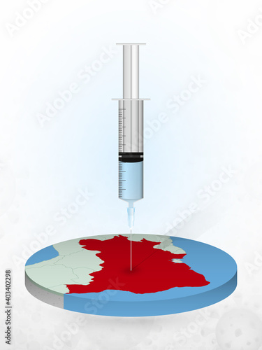 Vaccination of Brazil, injection of a syringe into a map of Brazil.