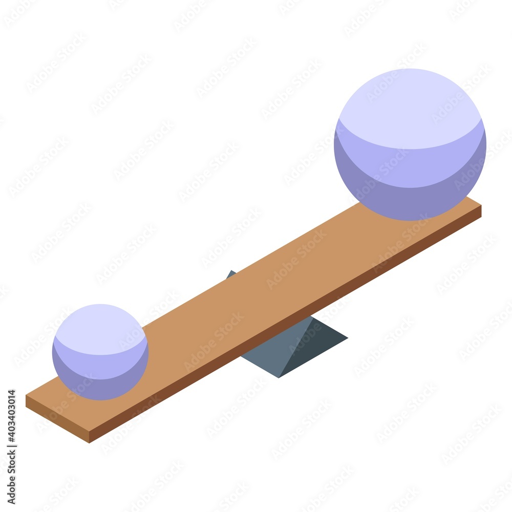 Sphere balance desk icon. Isometric of sphere balance desk vector icon for web design isolated on white background Sphere balance desk icon. Isometric of sphere balance desk vector icon for web design isolated on white background