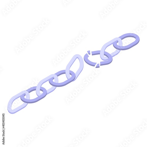 Broken metal chain icon. Isometric of broken metal chain vector icon for web design isolated on white background