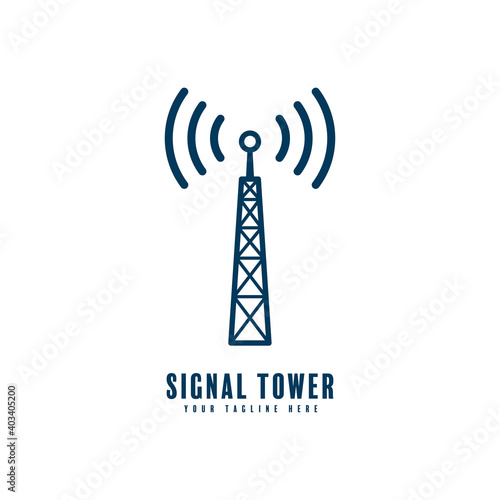 signal tower logo vector design silhouette isolated on white background