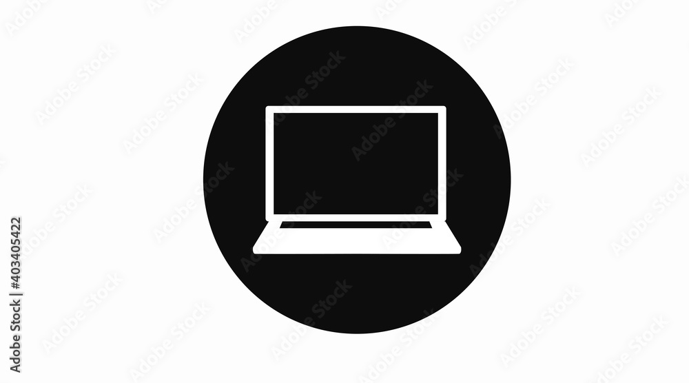 Vector Isolated Illustration of a lap Top. Black and white laptop flat icon