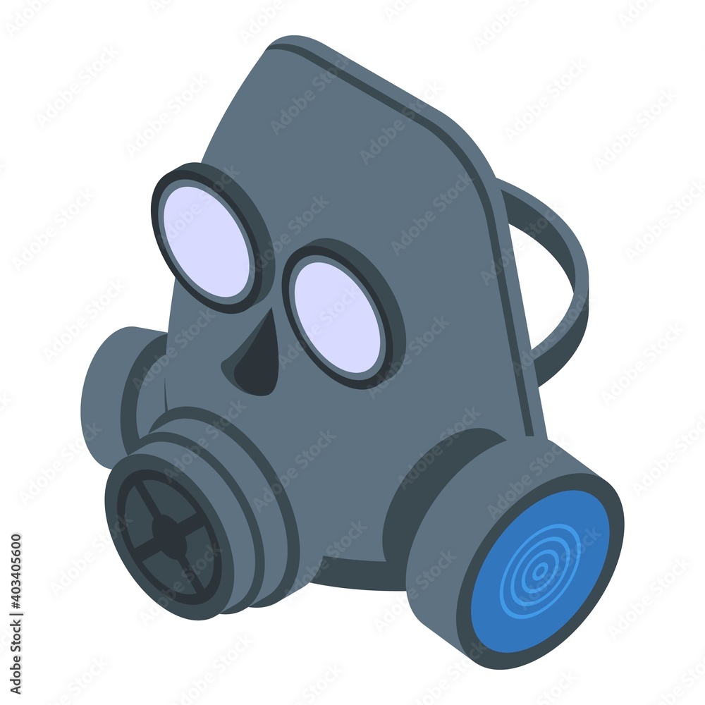 Acid gas mask icon. Isometric of acid gas mask vector icon for web design isolated on white background Acid gas mask icon. Isometric of acid gas mask vector icon for web design isolated on white background