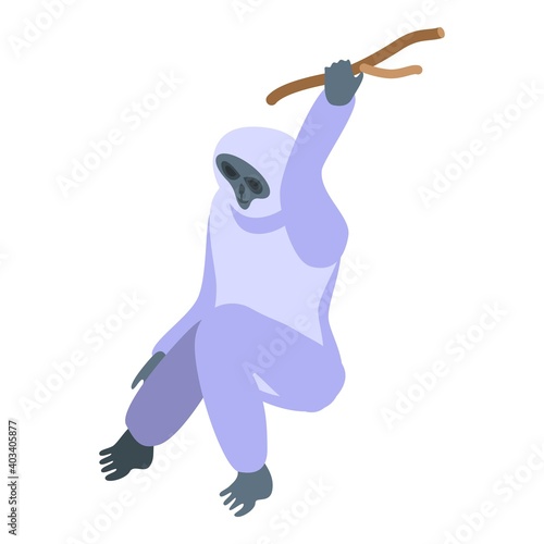 White gibbon icon. Isometric of white gibbon vector icon for web design isolated on white background