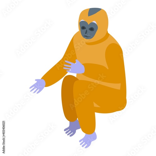 Forest gibbon icon. Isometric of forest gibbon vector icon for web design isolated on white background