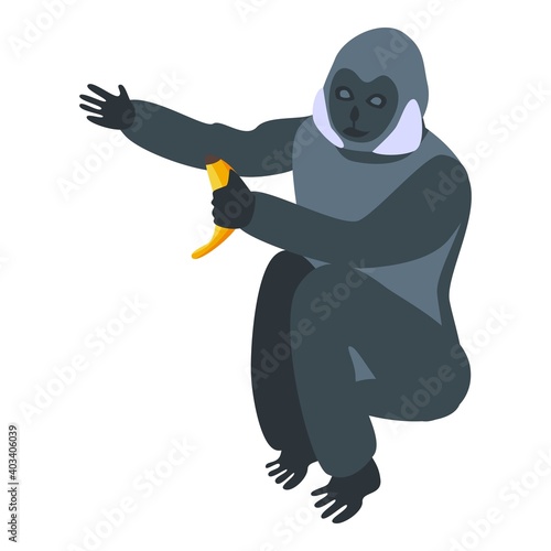 Banana gibbon icon. Isometric of banana gibbon vector icon for web design isolated on white background