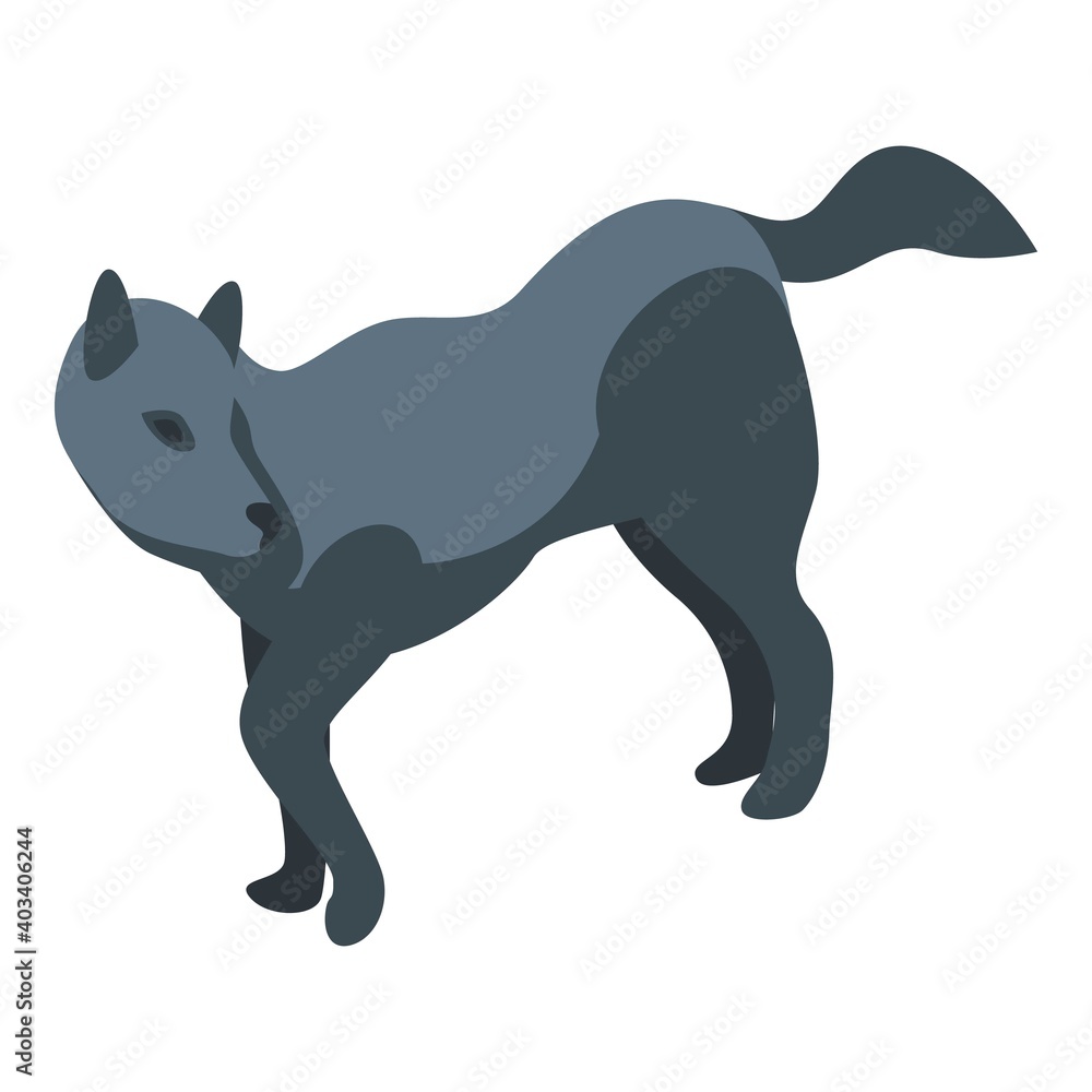 Black wolf icon. Isometric of black wolf vector icon for web design isolated on white background