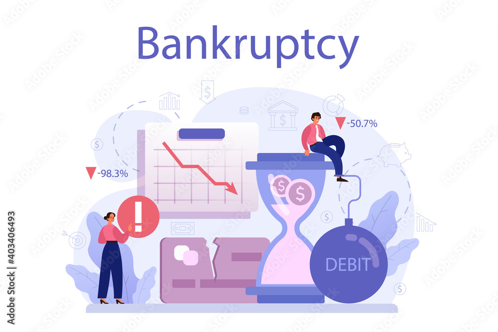 Bankruptcy concept. Financiall crisis with falling down Bankruptcy concept. Financiall crisis with falling down