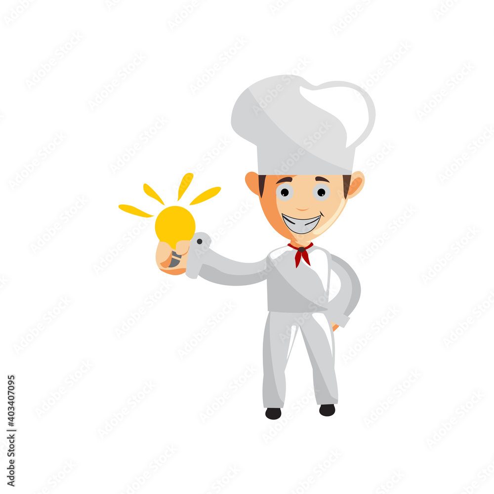 Chef character creation Illustration Template Pose Hold Bulb Chef character creation Illustration Template Pose Hold Bulb