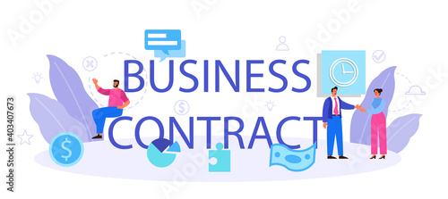 Business contract typographic header. Official contract and business