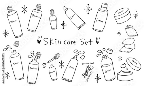 スキンケアイラストセット　線のみ