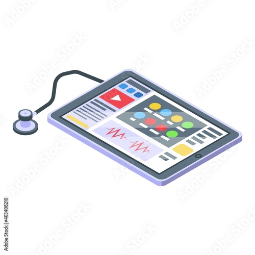Telemedicine tablet icon. Isometric of telemedicine tablet vector icon for web design isolated on white background