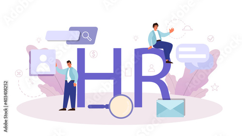 HR typographic header. Idea of business recruitment and human resources