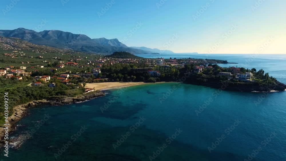 Aerial view, of the beautiful beach of kalogria South Peloponnese, Greece Aerial view, of the beautiful beach of kalogria South Peloponnese, Greece