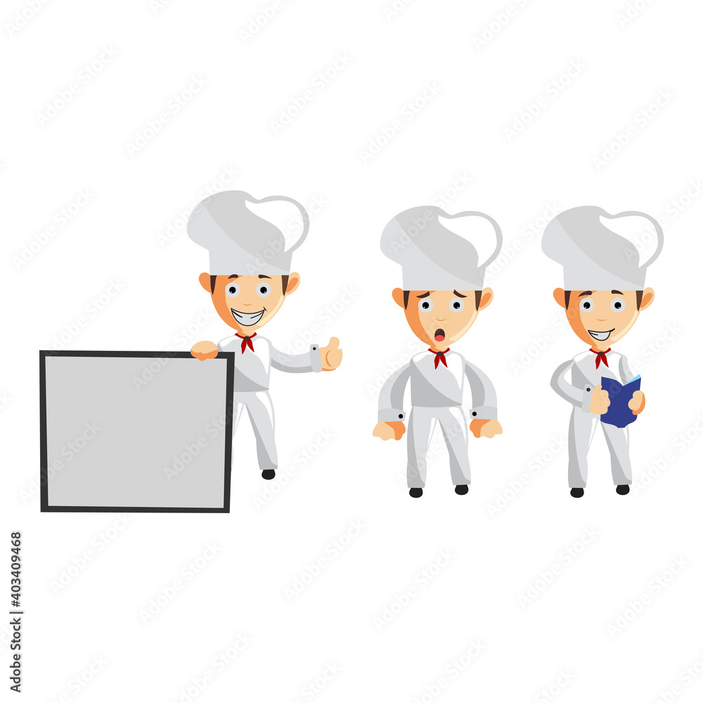 Chef character Profession creation Illustration Template Pose Set Chef character Profession creation Illustration Template Pose Set