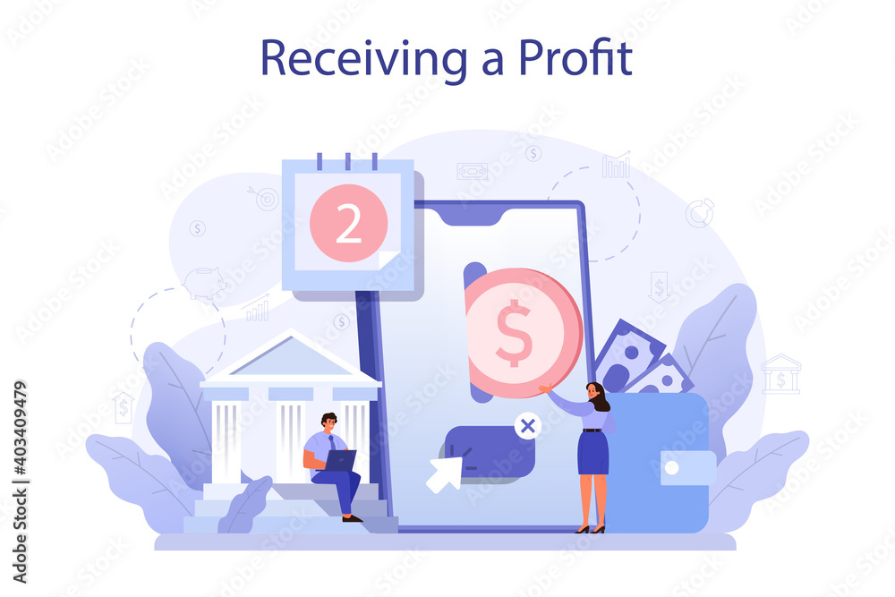 Receiving profit concept. Idea of business success and financial