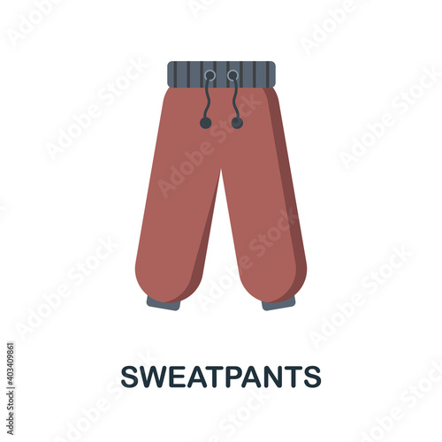Sweatpants flat icon. Color simple element from clothes collection. Creative Sweatpants icon for web design, templates, infographics and more