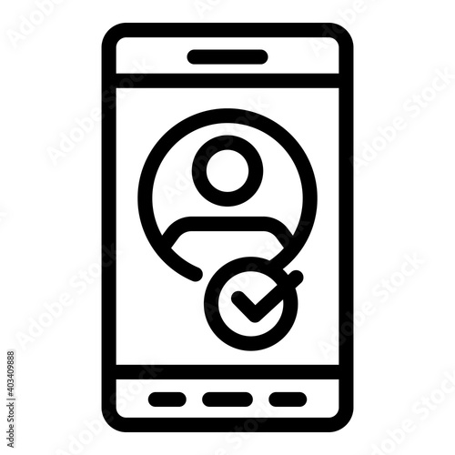 Smartphone account icon. Outline smartphone account vector icon for web design isolated on white background