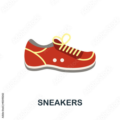 Sneakers flat icon. Color simple element from clothes collection. Creative Sneakers icon for web design, templates, infographics and more