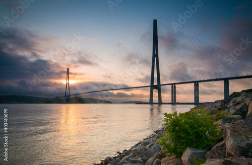 Bridge to the Russian island in Vladivostok