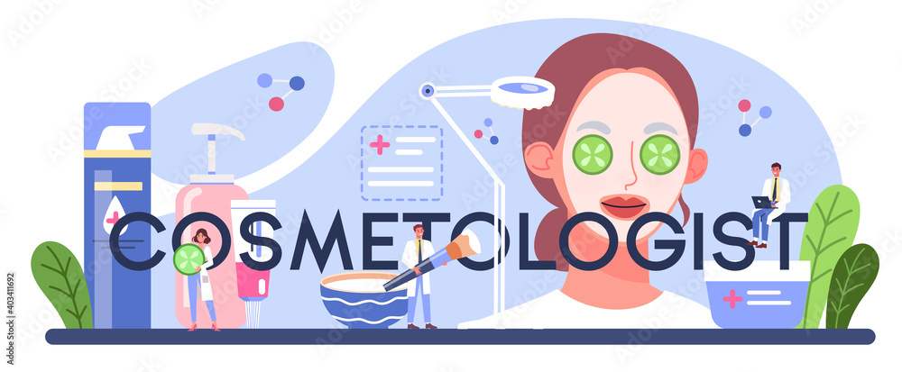 Obraz premium Cosmetologist typographic header. Skin care and treatment procedure.
