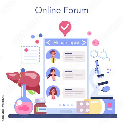 Hepatologist online service or platform. Doctor make ultrasound