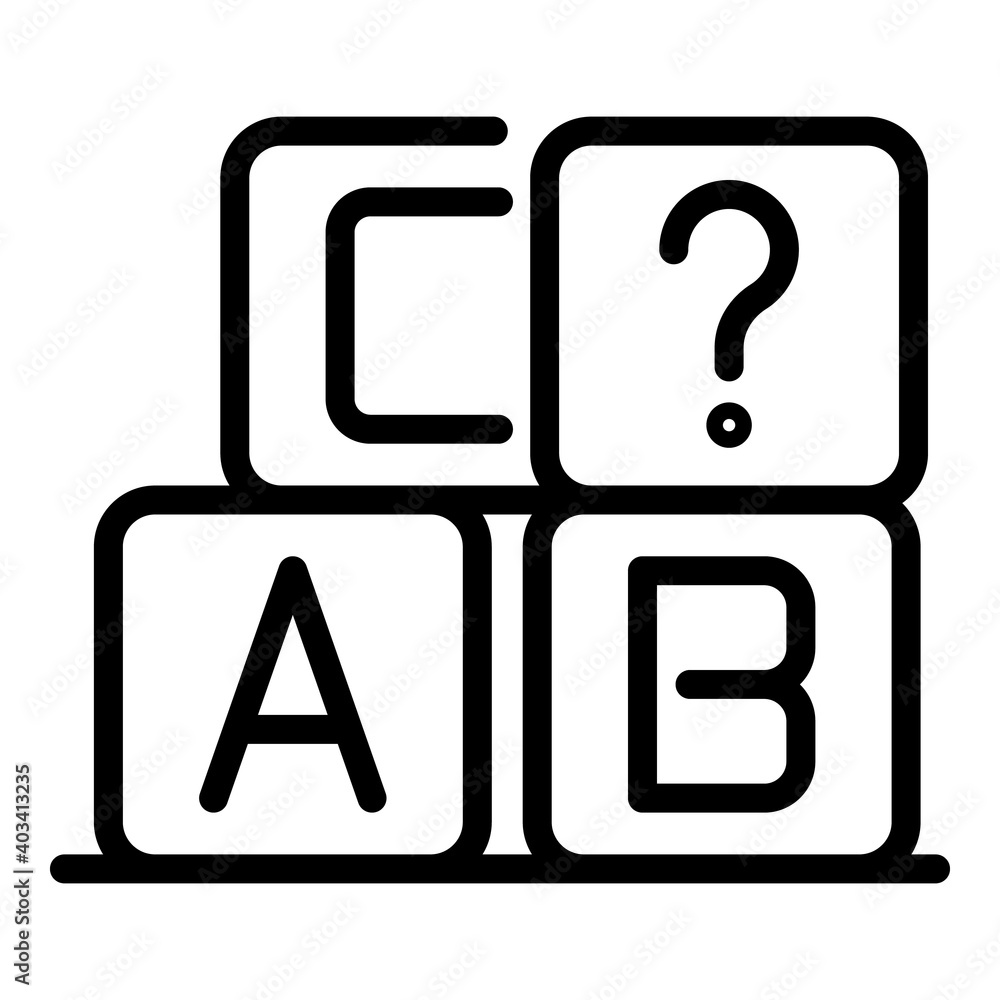 ABC cubes icon. Outline ABC cubes vector icon for web design isolated on white background ABC cubes icon. Outline ABC cubes vector icon for web design isolated on white background