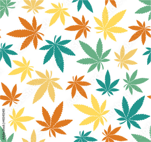 Ganja Weed Hemp Seamless Vector Pattern