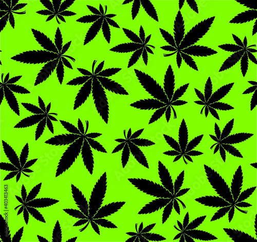 Ganja Weed Hemp Seamless Vector Pattern
