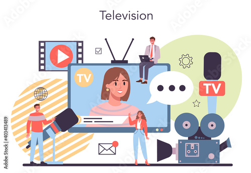 Media web banner or landing page. Brand promotion throught the television