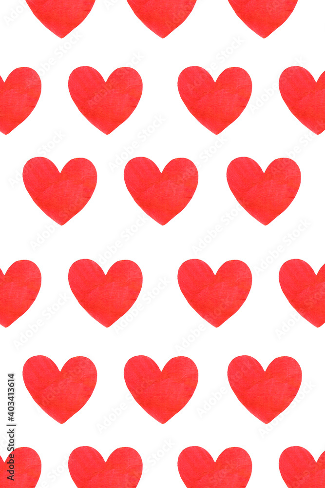 Several wooden hearts against white background, love concept