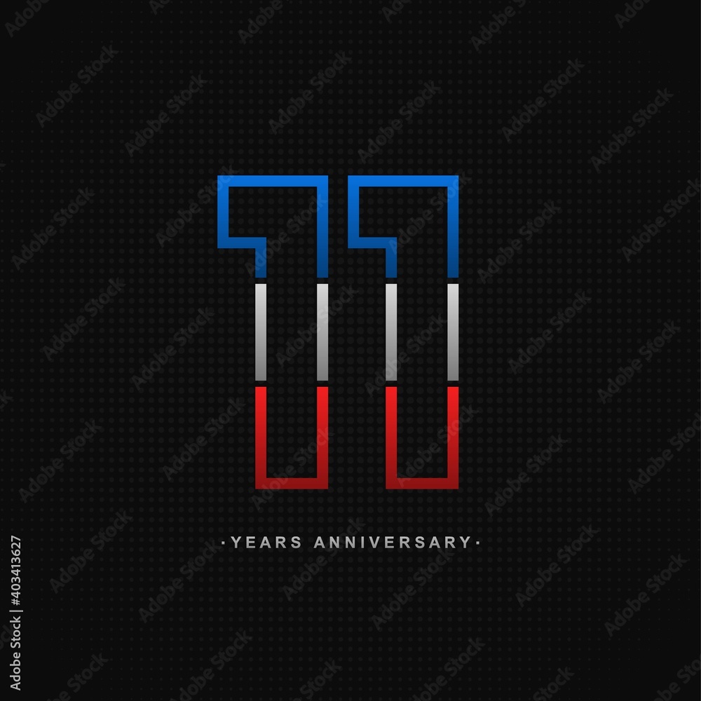 11 years anniversary celebration and years old congrats, colorful logotype. Number icon vector template 11 years anniversary celebration and years old congrats, colorful logotype. Number icon vector template