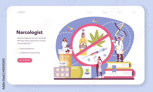 Narcologist web banner or landing page. Professional medical