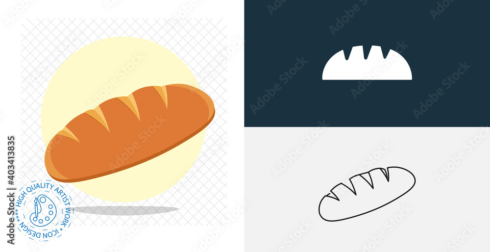 bread isolated vector icon. line, solid food design element