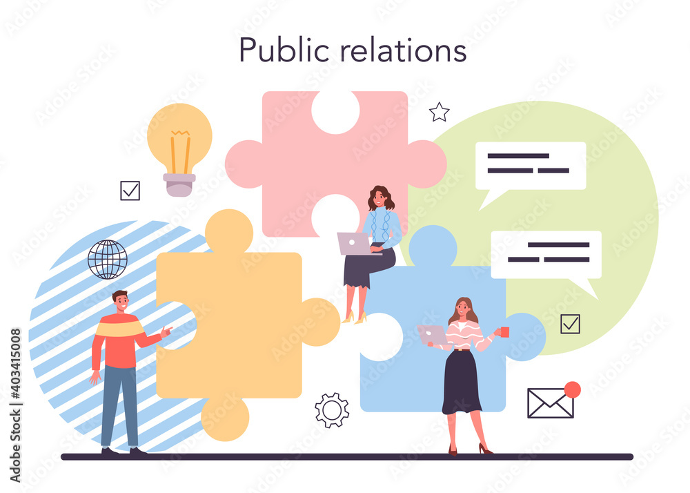Public relations concept. Idea of brand advertising, building Public relations concept. Idea of brand advertising, building