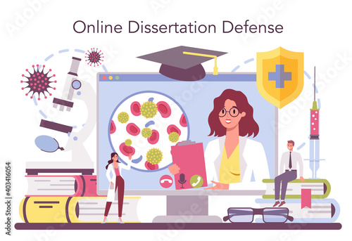 Virologist online service or platform. Scientist studies viruses