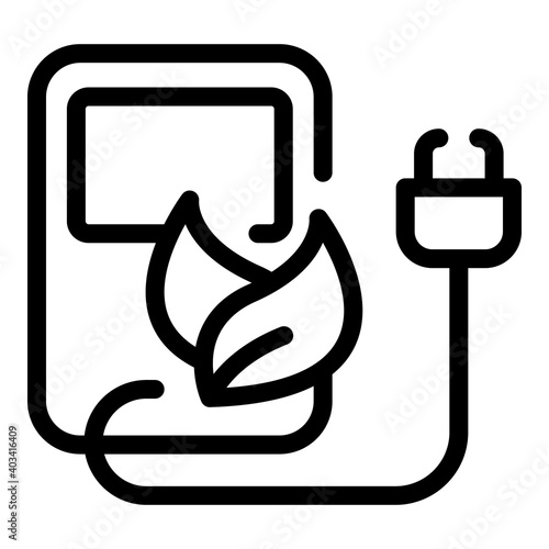 Eco charge icon. Outline eco charge vector icon for web design isolated on white background