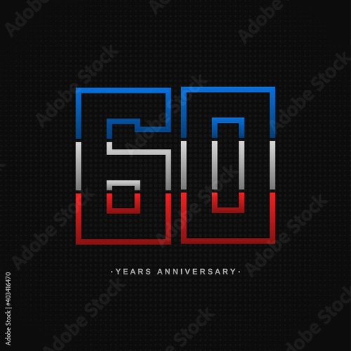 60 years anniversary celebration and years old congrats, colorful logotype. Number icon vector template
