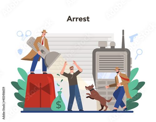 Professional detective concept. Agent investigating a crime place