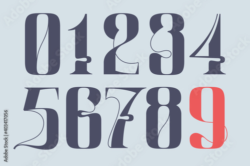 Serif style numbers set with elegant line decoration.
