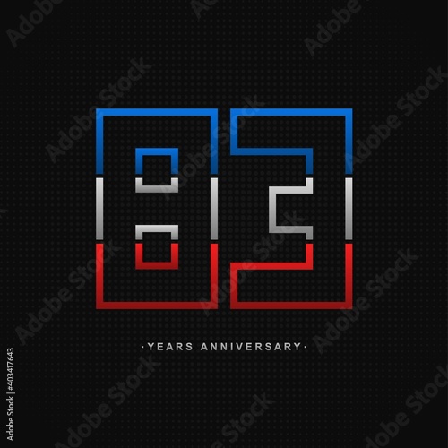 83 years anniversary celebration and years old congrats, colorful logotype. Number icon vector template
