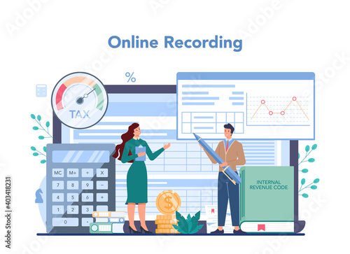 Tax consultant online service or platform. Idea of accounting