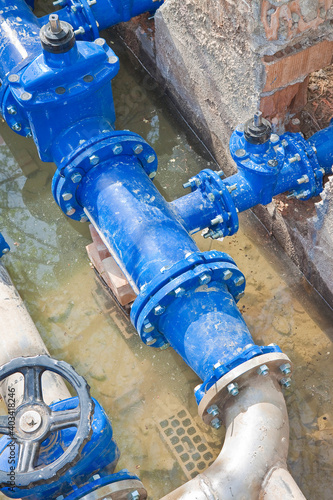 фотографія Construction site with detail of a new hydraulic system of drinking water to be