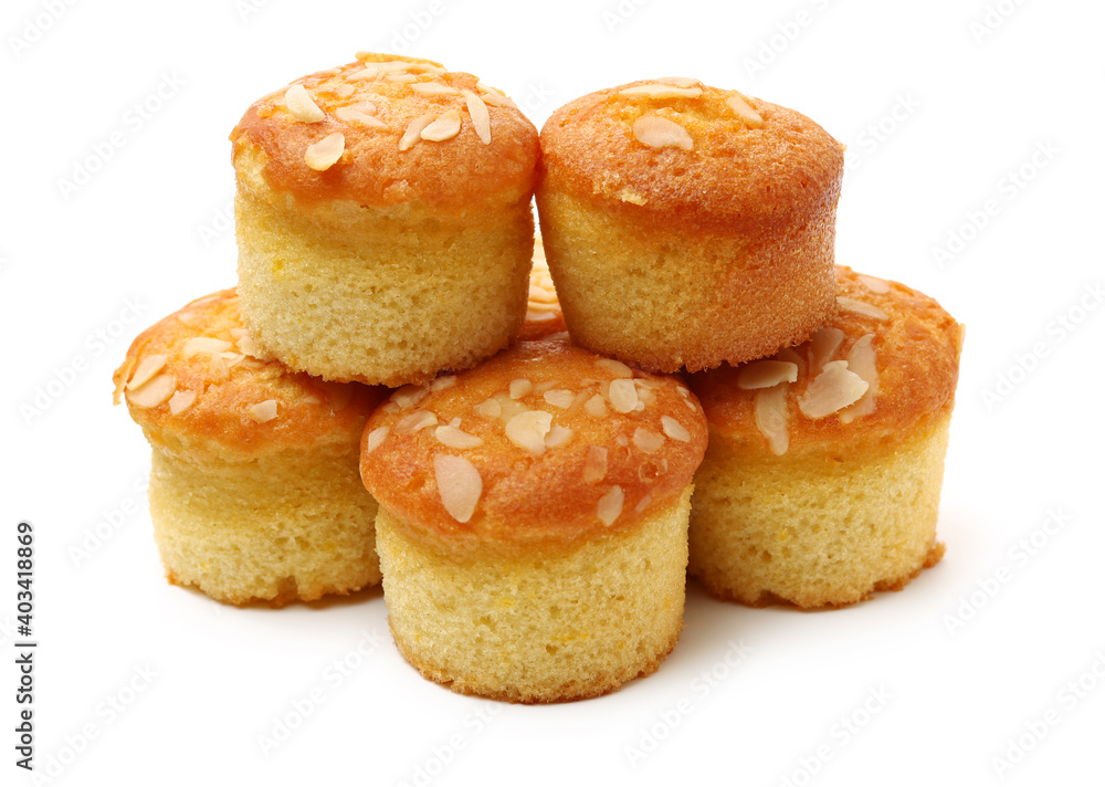 cup shape sponge cake on white background cup shape sponge cake on white background